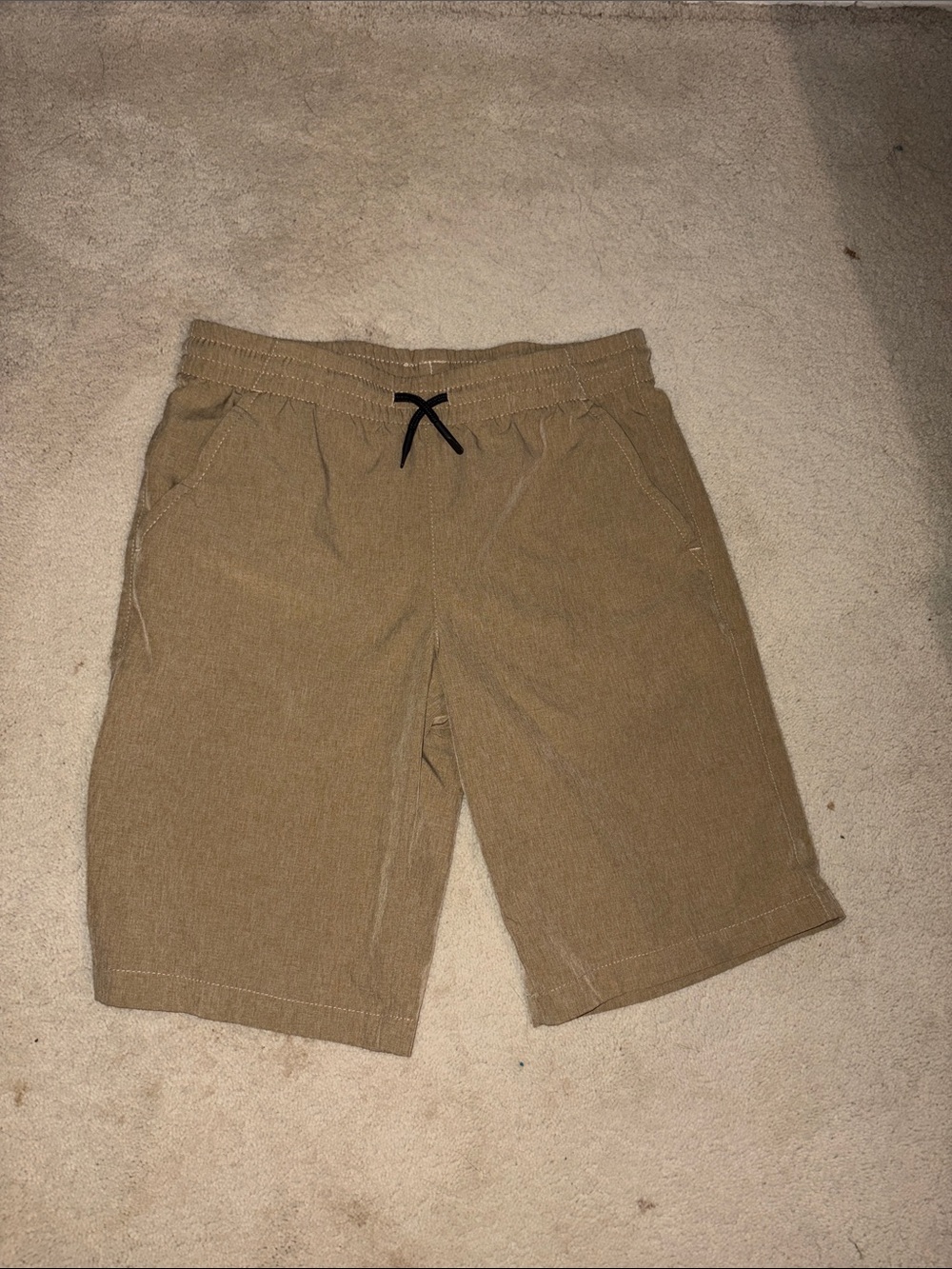 Nautica Men's Drawstring Athletic Shorts in Tan with Black Tie